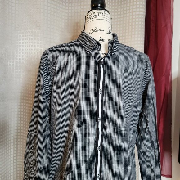 SMOG Men's Button Down Check 100% Cotton Shirt - Size Large - Picture 2 of 11